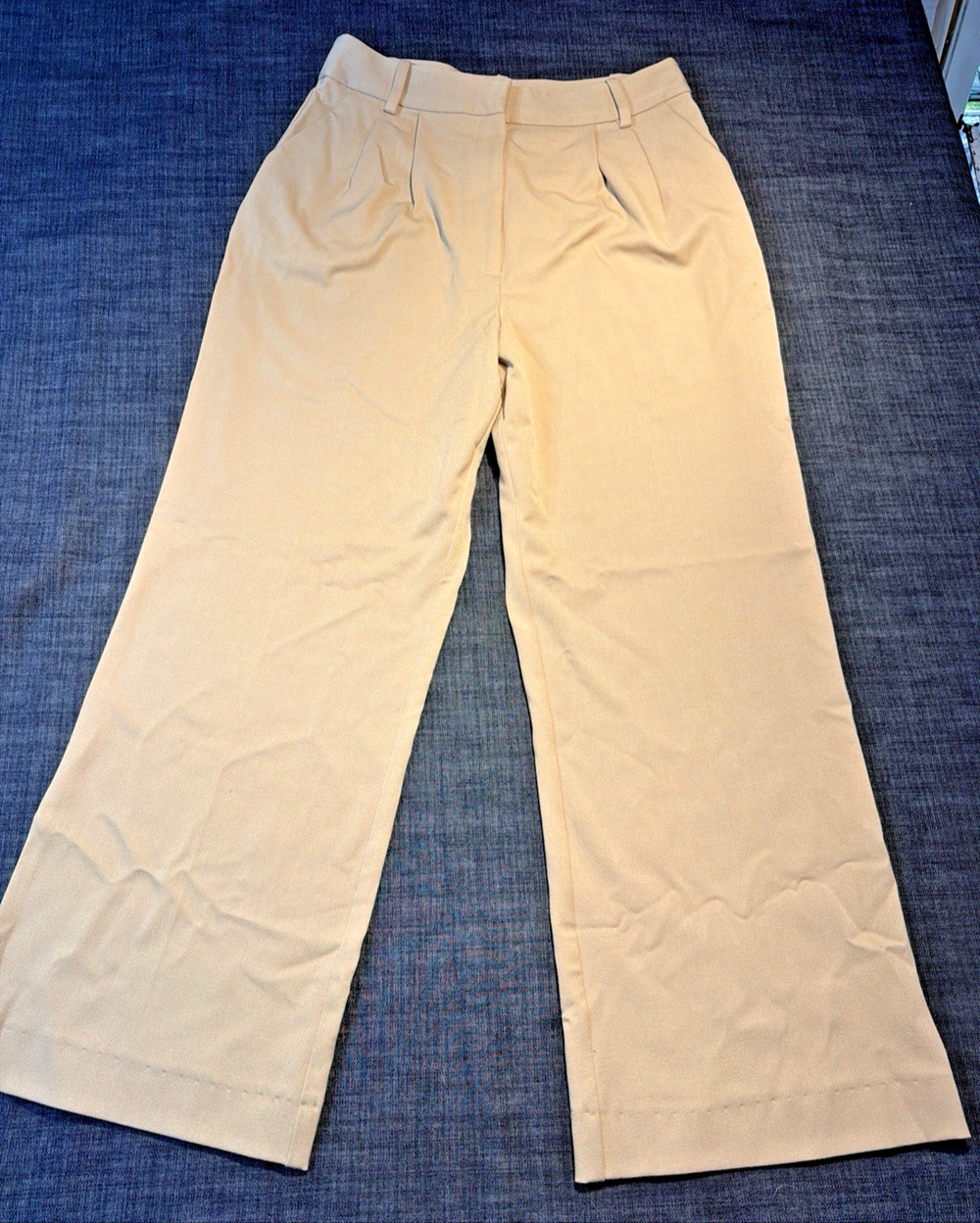 Favorite Daughter The Favorite Pant Pleated Wide Leg Trousers Tan Beige Sz 14